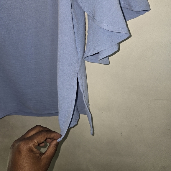 Elegant Blue Ruffle Sleeve Women's Top - Picture 4 of 6